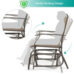 Costway 2PCS Patio Swing Single Glider Chair Rocking Seating Steel Frame Garden Brown -OUTSUNNY Shop GUEST 59c11af7 9580 44ca 8309 5eaf8b80ed31