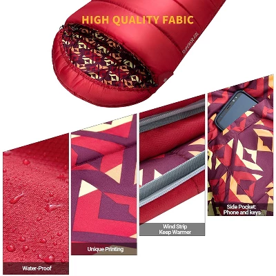 KingCamp Adult Cold Weather Sleeping Bag For Camping Down To 30 Degrees, Red 6 KingCamp Adult Cold Weather Sleeping Bag For Camping Down To 30 Degrees, Red - Image 4