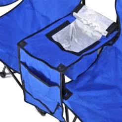 GoTeam Double Folding Camping Chair Set With Shade Umbrella, Cooler, And Carrying Bag For Camping, Beach Lounging, Tailgating, And More, Blue -OUTSUNNY Shop GUEST 5c52d090 57f8 4a5f 94b9 d7a5d432d564