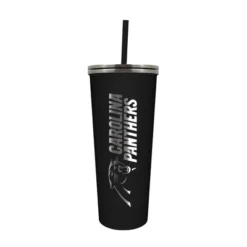 NFL Carolina Panthers 24oz Skinny Tumbler With Straw