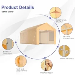 Costway 10x20 Ft Heavy-Duty Steel Carport Car Canopy Shelter Sidewalls Tent Garage -OUTSUNNY Shop GUEST 6264e114 2f6f 4450 8061 dab750364adf