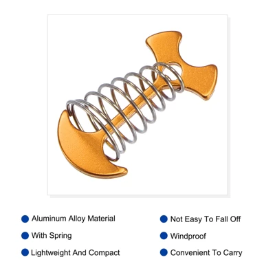 Unique Bargains Deck Pegs Aluminium Alloy Tent Stakes With Rope Hook Spring Tensioner For Camping Outdoor Plank 4 Unique Bargains Deck Pegs Aluminium Alloy Tent Stakes With Rope Hook Spring Tensioner For Camping Outdoor Plank - Image 2