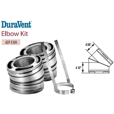 DuraVent DuraPlus 6DP-E30K 6-Inch 30-Degree Dual Layer Stainless Steel/Galvalume 360-Degree Swiveling Elbow Kit For Wood Stove Exhaust Vents, Silver 6 DuraVent DuraPlus 6DP-E30K 6-Inch 30-Degree Dual Layer Stainless Steel/Galvalume 360-Degree Swiveling Elbow Kit For Wood Stove Exhaust Vents, Silver - Image 4