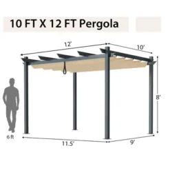 Costway 10x12ft Outdoor Aluminum Retractable Pergola Canopy Shelter Grape Trellis Beige/Gray -OUTSUNNY Shop GUEST 739aaa3b 860c 41ef a753 c6e74315ed9f