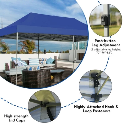 Costway 10'x20' Pop Up Canopy Tent Folding Heavy Duty Sun Shelter Adjustable W/Bag 7 Costway 10'x20' Pop Up Canopy Tent Folding Heavy Duty Sun Shelter Adjustable W/Bag - Image 5