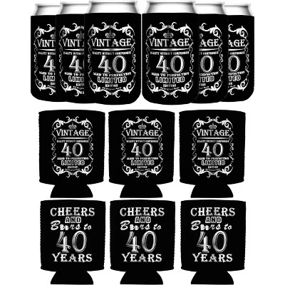 VeryMerryMakering 40th Can Coolers Birthday Gifts For Men, 12pcs, Black 4 VeryMerryMakering 40th Can Coolers Birthday Gifts For Men, 12pcs, Black - Image 2