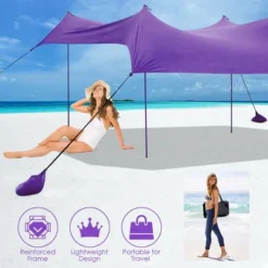 Costway Family Beach Tent Canopy W/4 Poles Sandbag Anchors 10'x9' UPF50+ Purple/Green/Blue -OUTSUNNY Shop GUEST 7b91a206 e07e 4db6 bb0e 535cce8d6d1b