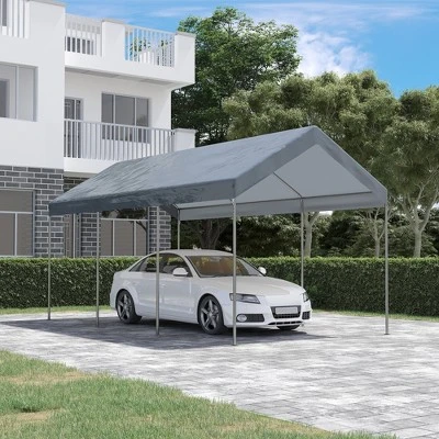 Outsunny 10' X 20' Carport, Portable Garage & Patio Canopy Tent, Adjustable Height, Anti-UV Cover For Car, Truck, Boat, Catering, Wedding 3 Outsunny 10' X 20' Carport, Portable Garage & Patio Canopy Tent, Adjustable Height, Anti-UV Cover For Car, Truck, Boat, Catering, Wedding