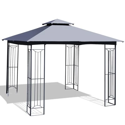 Tangkula 2-Tiers 10'x10' Outdoor Canopy Gazebo Heavy-Duty Steel Frame Party Patio Large Canopy L-Shaped Gazebo Beige/Grey 10 Tangkula 2-Tiers 10'x10' Outdoor Canopy Gazebo Heavy-Duty Steel Frame Party Patio Large Canopy L-Shaped Gazebo Beige/Grey - Image 8