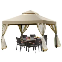 Costway Outdoor 2-Tier 10'x10' Gazebo Canopy Shelter Awning Tent Patio Garden Screw-free Structure Brown 10 Costway Outdoor 2-Tier 10'x10' Gazebo Canopy Shelter Awning Tent Patio Garden Screw-free Structure Brown -OUTSUNNY Shop GUEST 7fd30636 3240 4781 bc3a 361260da7efd