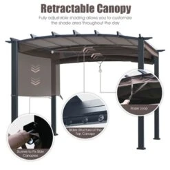 Tangkula Outdoor Retractable Pergola 10 X 10ft Patio Pergola Gazebo Sun Shade Shelter Canopy W/Heavy Duty Steel Frame For Beach -OUTSUNNY Shop GUEST 822771b1 f6ae 473a ba0e 427d31214d87