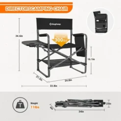 KingCamp Padded Outdoor Folding Director Chair With Side Table, Integrated Cupholder, And Pockets For Camping, Sporting Events, And Picnics, Black -OUTSUNNY Shop GUEST 84eb1ae8 533e 426a 80b1 f72b034c8bd7