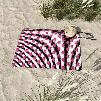 Little Arrow Design Co Watercolor Hearts On Stripes Picnic Blanket - Deny Designs 4 Little Arrow Design Co Watercolor Hearts On Stripes Picnic Blanket - Deny Designs - Image 2