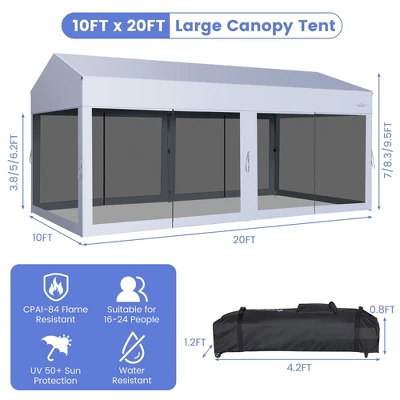 Costway 10x20ft Pop-Up Canopy Party Tent Sidewalls Portable Garage Car Shelter Wheeled 3 Costway 10x20ft Pop-Up Canopy Party Tent Sidewalls Portable Garage Car Shelter Wheeled