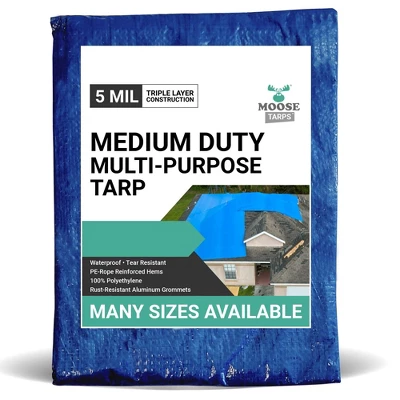 Moose Supply 5 Mil Waterproof Blue Poly Tarp Covers With Grommets 8 Moose Supply 5 Mil Waterproof Blue Poly Tarp Covers With Grommets - Image 6