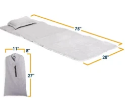 Alpcour 75x28" Camping Cot Mattress Pad - Corduroy Topper With Pillow & Carry Case - Grey