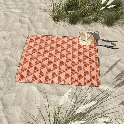 June Journal Triangular Lines In Terracotta Picnic Blanket - Deny Designs 4 June Journal Triangular Lines In Terracotta Picnic Blanket - Deny Designs - Image 2