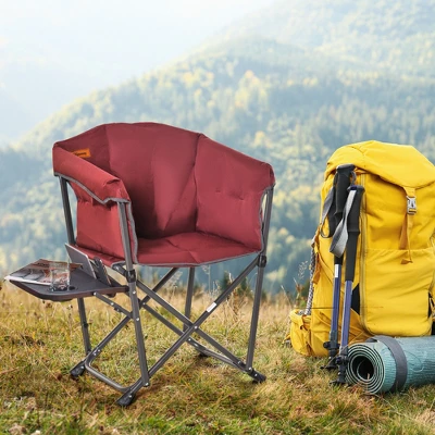Outsunny Outdoor Director Chair, Folding Camping Chair With Thick Padded, Side Table And Heavy Duty Frame For Camping, Picnic, Beach, Hiking, Travel 3 Outsunny Outdoor Director Chair, Folding Camping Chair With Thick Padded, Side Table And Heavy Duty Frame For Camping, Picnic, Beach, Hiking, Travel