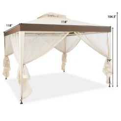 10’x 10’ 2-tier Canopy Gazebo Tent Outdoor Netting Picnic Party Sun Shade