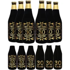VeryMerryMakering 30th Can Coolers Birthday Gifts For Men, 12pcs, Black