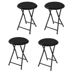 Trademark Home Heavy-Duty 24-Inch Folding Stools With Padded Seats, Black, Set Of 4 -OUTSUNNY Shop GUEST 8e3befeb 1d92 4536 a883 5266edf336c0