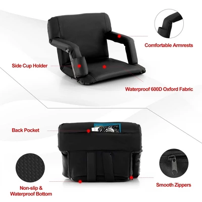 Costway Stadium Seat For Bleachers With Back Support 6 Reclining Positions Padded Cushion 9 Costway Stadium Seat For Bleachers With Back Support 6 Reclining Positions Padded Cushion - Image 7