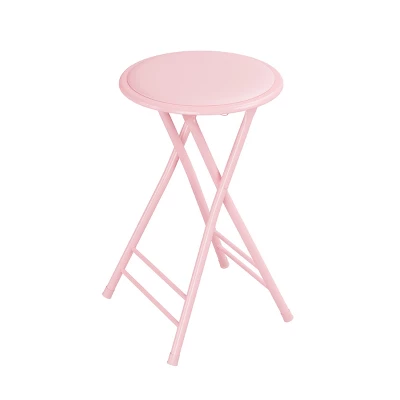 Hastings Home 24-Inch Heavy-Duty Folding Round Stool With 300-lb Weight Capacity, Pink 8 Hastings Home 24-Inch Heavy-Duty Folding Round Stool With 300-lb Weight Capacity, Pink - Image 6