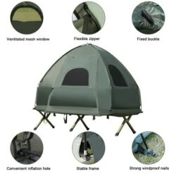 Tangkula 1-Person Folding Camping Tent Cot Portable Pop-Up Tent W/Sleeping Bag & Air Mattress For Outdoor -OUTSUNNY Shop GUEST 91002800 4468 4ae2 a3b0 dcbc3875bd99
