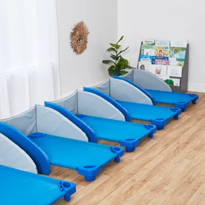 ECR4Kids Stackable Kiddie Cot, Toddler Size, Classroom Furniture, Blue, 6-Pack 6 ECR4Kids Stackable Kiddie Cot, Toddler Size, Classroom Furniture, Blue, 6-Pack - Image 4