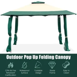 Costway 13'x13' Gazebo Canopy Shelter Awning Tent Patio Garden Green -OUTSUNNY Shop GUEST 94845a1d 7547 48ba 87fa 1724c30a22b5