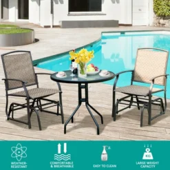 Costway 2PCS Patio Swing Single Glider Chair Rocking Seating Steel Frame Garden Brown -OUTSUNNY Shop GUEST 9581c9b3 b349 4be9 bd8e b6ec07b4b872