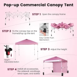 Costway 10'x10'Commercial Pop-up Canopy Tent Sidewall Folding Market Patio White/Pink 18 Costway 10'x10'Commercial Pop-up Canopy Tent Sidewall Folding Market Patio White/Pink -OUTSUNNY Shop GUEST 9616d35d 468c 4242 af21 849d16a9c782