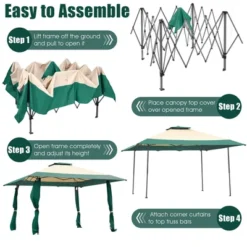 Costway 13'x13' Gazebo Canopy Shelter Awning Tent Patio Garden Green -OUTSUNNY Shop GUEST 9786642a 30cc 412f 81a7 36047625b44d