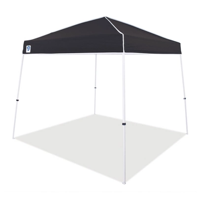 Z-Shade Angled Leg Canopy Tent With Push Button Locking System And 4 Pack Of 5 Pound Plastic Concrete Filled Leg Weight Plates, Black 3 Z-Shade Angled Leg Canopy Tent With Push Button Locking System And 4 Pack Of 5 Pound Plastic Concrete Filled Leg Weight Plates, Black