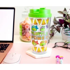 Silver Buffalo Teenage Mutant Ninja Turtles Pizza Slices Plastic Travel Tumbler | 16 Ounces -OUTSUNNY Shop GUEST 9a77182f 1893 4016 a264 e9975b27494c