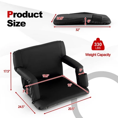 Costway Stadium Seat For Bleachers With Back Support 6 Reclining Positions Padded Cushion 10 Costway Stadium Seat For Bleachers With Back Support 6 Reclining Positions Padded Cushion - Image 8