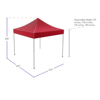 Leisure Sports Pop-Up Canopy Tent - 10' X 10', Red 4 Leisure Sports Pop-Up Canopy Tent - 10' X 10', Red - Image 2