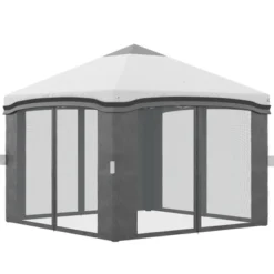 Outsunny 10' X 10' Pop Up Canopy With Nettings, Foldable Party Tent With Wheeled Carry Bag And 4 Sand Bags -OUTSUNNY Shop GUEST a1027af6 aec6 4329 8a72 73a6ae9d3334