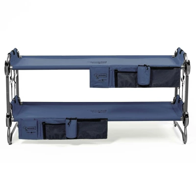 Disc-O-Bed Youth Kid-O-Bunk 62 X 28 Inch Portable Folding Bunked Double Camping Cot Bed With 2 Organizers And 2 Carry Bags, Navy Blue 3 Disc-O-Bed Youth Kid-O-Bunk 62 X 28 Inch Portable Folding Bunked Double Camping Cot Bed With 2 Organizers And 2 Carry Bags, Navy Blue