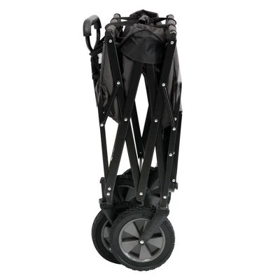 Mac Sports Heavy Duty Steel Frame Collapsible Folding 150 Pound Capacity Outdoor Garden Utility Wagon Yard Cart With Table And Cup Holders, Grey 5 Mac Sports Heavy Duty Steel Frame Collapsible Folding 150 Pound Capacity Outdoor Garden Utility Wagon Yard Cart With Table And Cup Holders, Grey - Image 3