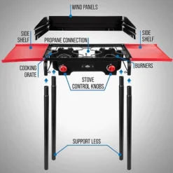 Hike Crew Double-Burner Camping Stove, Portable Propane Stovetop W/Bag -OUTSUNNY Shop GUEST ac3ed5f8 7424 4114 aa42 41ffedec67c5
