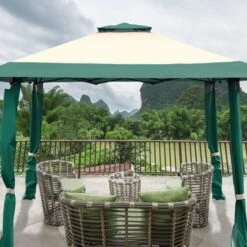 Costway 13'x13' Gazebo Canopy Shelter Awning Tent Patio Garden Green -OUTSUNNY Shop GUEST adc0704a 0cb0 404c a085 7cc83d603a8f