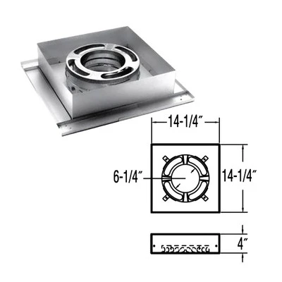 DuraVent Simpson 6DP-FCS Galvanized Steel Triple Wall Flat Ceiling Support Box With Trim For Wood Burning Stove Exhaust Vent Pipe, Silver 4 DuraVent Simpson 6DP-FCS Galvanized Steel Triple Wall Flat Ceiling Support Box With Trim For Wood Burning Stove Exhaust Vent Pipe, Silver - Image 2