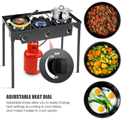 Costway Portable Propane 225,000-BTU 3 Burner Gas Cooker Outdoor Camp Stove BBQ 7 Costway Portable Propane 225,000-BTU 3 Burner Gas Cooker Outdoor Camp Stove BBQ - Image 5