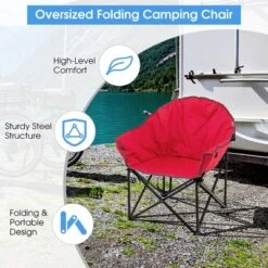 2 PCS Oversized Folding Padded Camping Moon Saucer Chair Bag Outdoor Fishing RedNavy BrownGrey -OUTSUNNY Shop GUEST b9a8bc9a 0376 4808 9093 0bcb3c5b0126