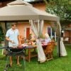 Costway Outdoor 2-Tier 10'x10' Gazebo Canopy Shelter Awning Tent Patio Garden Screw-free Structure Brown -OUTSUNNY Shop GUEST ba12b09d 7a79 4210 9c78 e75945952c19