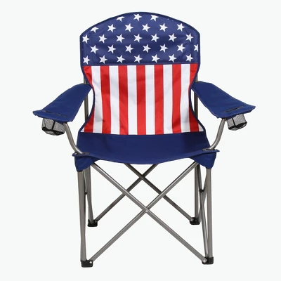 Kamp-Rite KAMPAFC141 Portable Outdoor Camping Furniture Beach Patio Sports Folding Quad Lawn Chair With 2 Cup Holders, USA Flag 3 Kamp-Rite KAMPAFC141 Portable Outdoor Camping Furniture Beach Patio Sports Folding Quad Lawn Chair With 2 Cup Holders, USA Flag