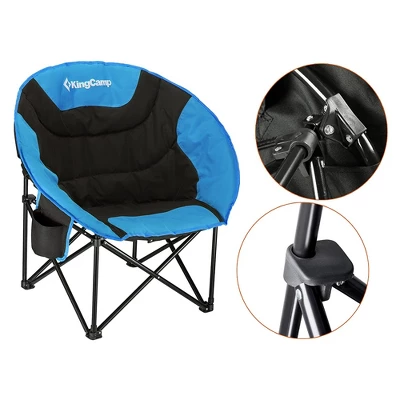 KingCamp Folding Portable Indoor And Outdoor Waterproof Saucer Lounge Camping And Bedroom Chair With Cup Holder And Back Storage Pocket, Black/Blue 6 KingCamp Folding Portable Indoor And Outdoor Waterproof Saucer Lounge Camping And Bedroom Chair With Cup Holder And Back Storage Pocket, Black/Blue - Image 4