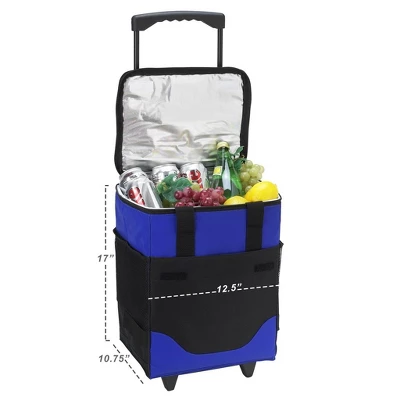 Picnic At Ascot 32 Can Collapsible Rolling Insulated Cooler - Royal Blue 3 Picnic At Ascot 32 Can Collapsible Rolling Insulated Cooler - Royal Blue