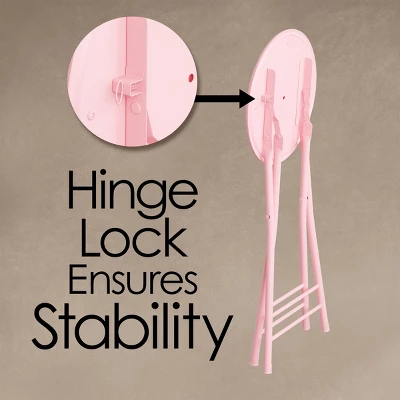 Hastings Home 24-Inch Heavy-Duty Folding Round Stool With 300-lb Weight Capacity, Pink 4 Hastings Home 24-Inch Heavy-Duty Folding Round Stool With 300-lb Weight Capacity, Pink - Image 2